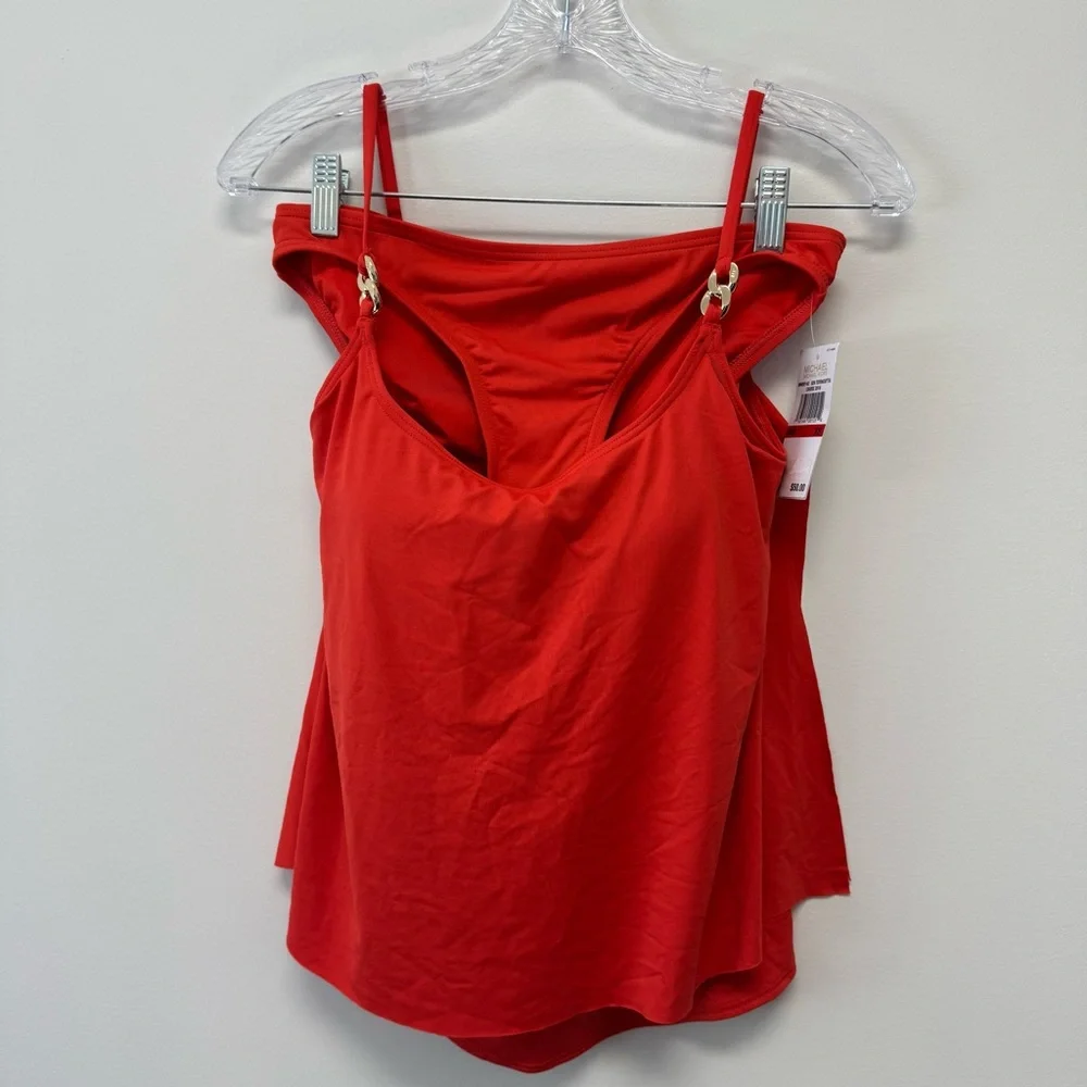Michael‎ Kors Terracotta Orange Tiered Swimwear Tankini Set Bathing Suit Size XS